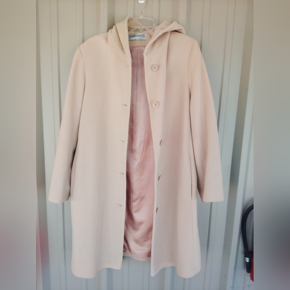 Women's Vintage Forecaster of Boston Lambs Wool Camel Hooded Midi Dress Coat 10 - Picture 10 of 11